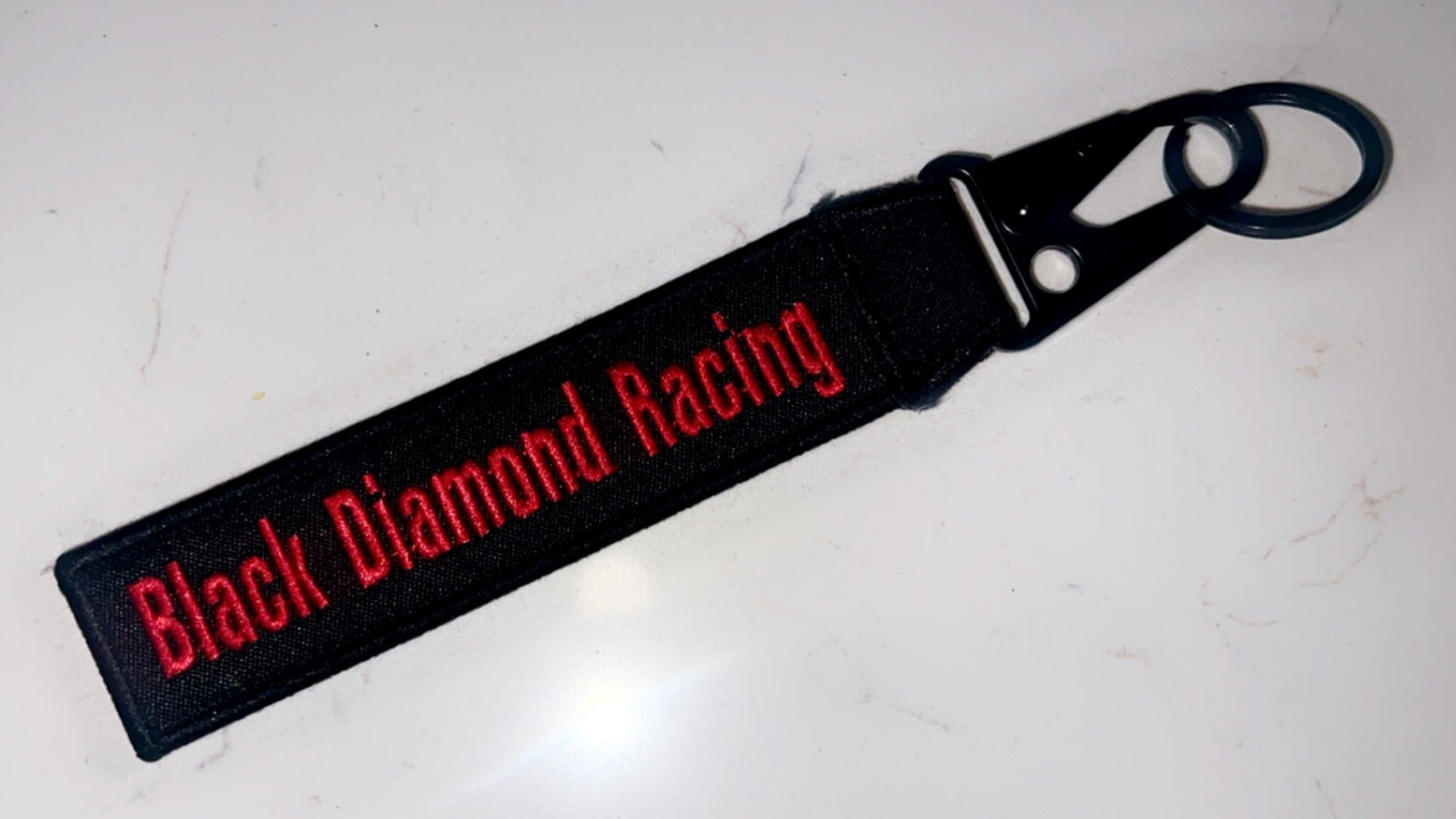 Black Diamond Racing Double-Sided Engraved Fabric Keychain