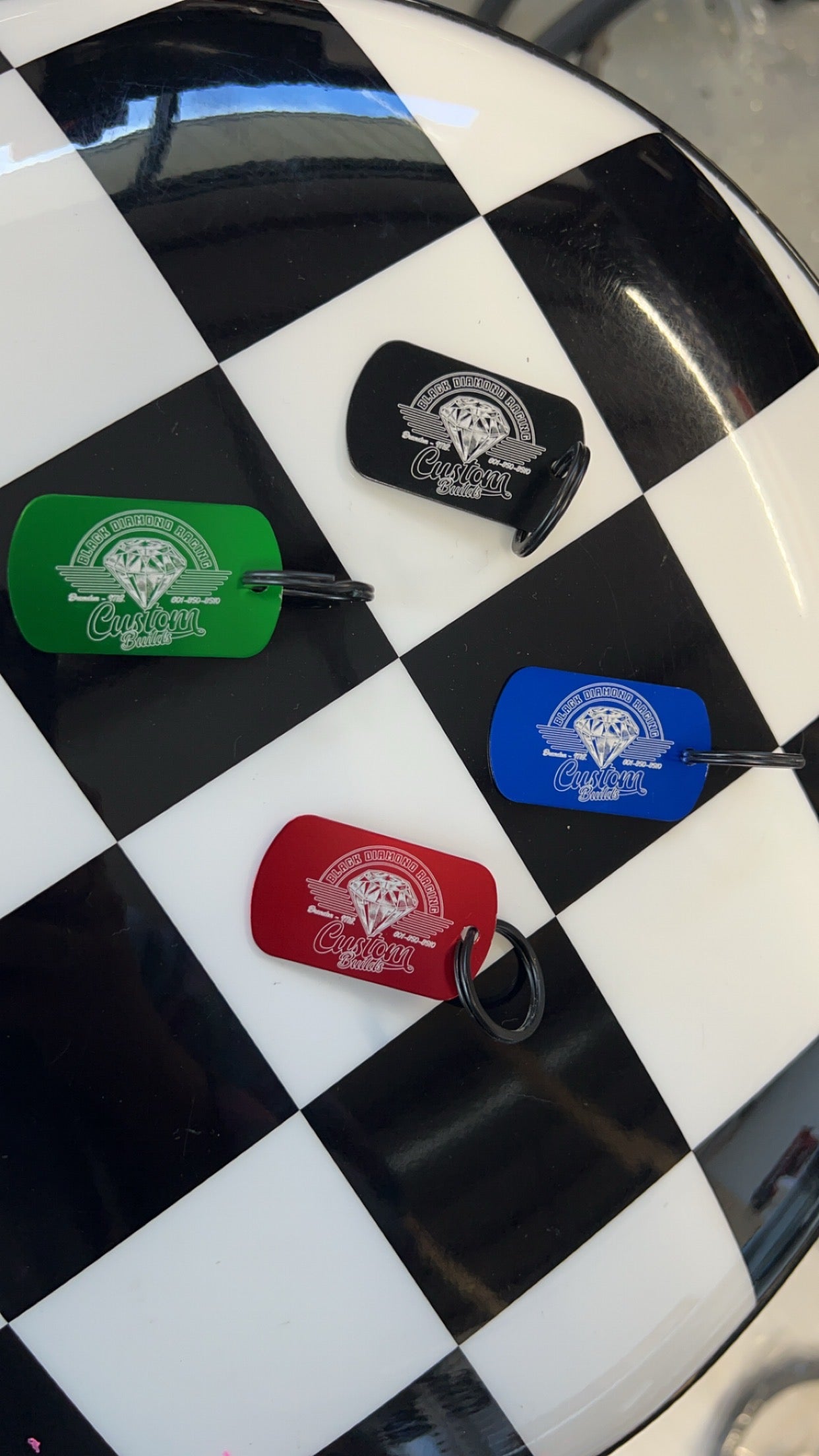 Black Diamond Racing Custom Engraved Metal Keytag